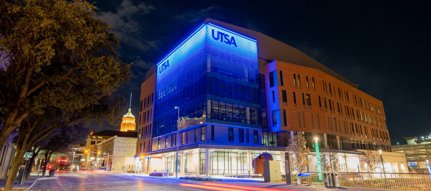 UTSA Building at night