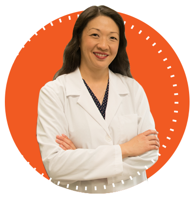 Dr. Jenny Hsieh in a lab coat